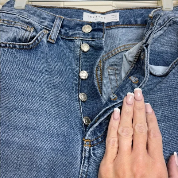 Topshop Classic Blue Wide Leg Jeans - Picture 3 of 4